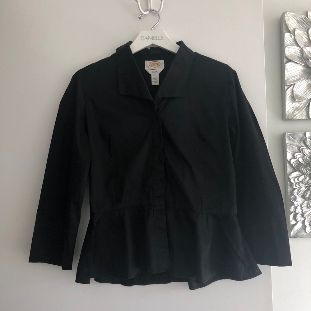 TALBOTS Black Peplum Button-Down Shirt